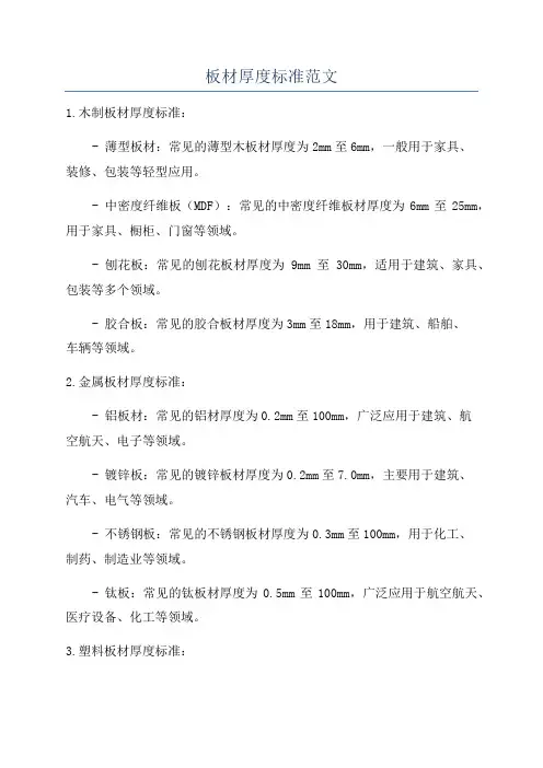 板材厚度标准范文