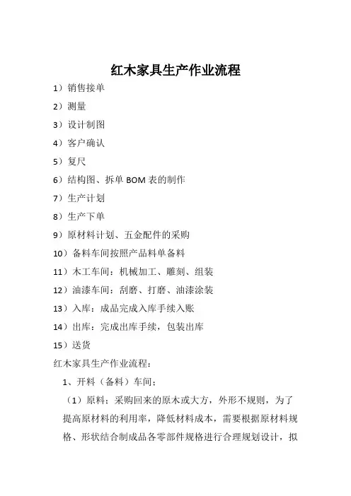红木家具生产作业流程