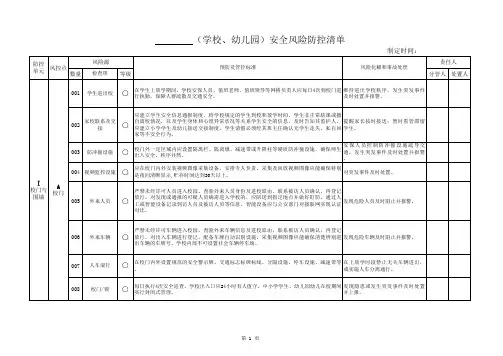 (学校、幼儿园)安全风险防控清单
