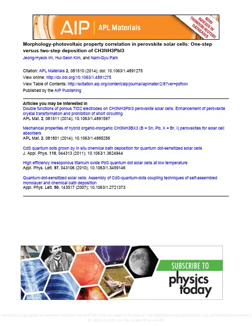 Morphology-photovoltaic property correlation in perovskite solar cells One-step