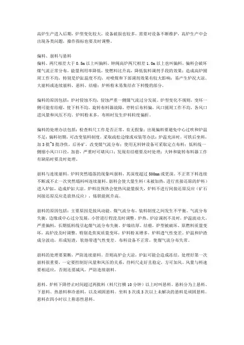 高炉后期易出现的问题分析与处理操作