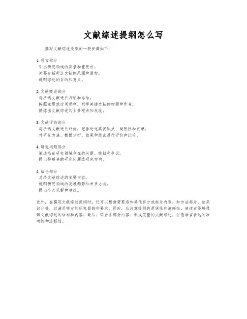 文献综述提纲怎么写