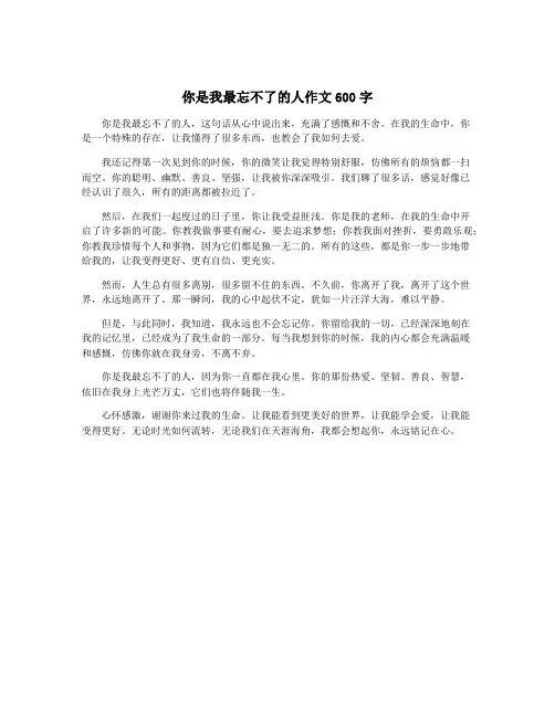 你是我最忘不了的人作文600字