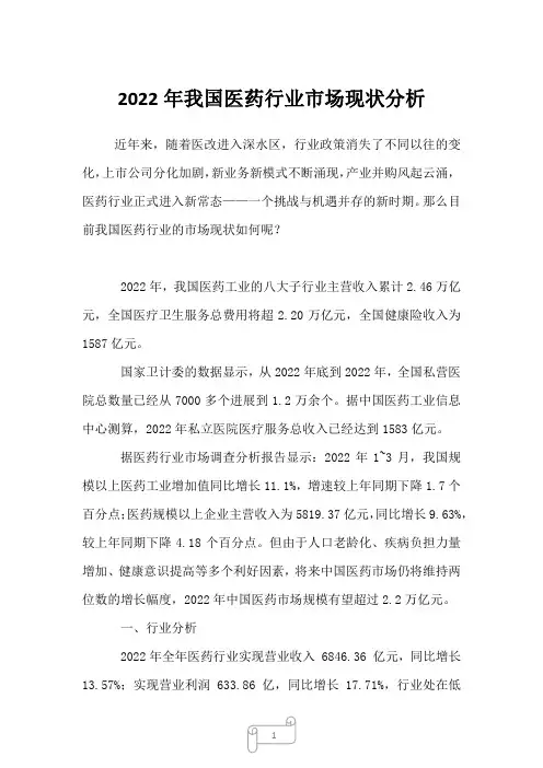 2023年我国医药行业市场现状分析