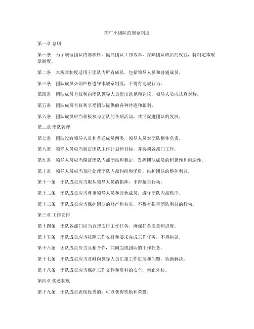 推广小团队的规章制度