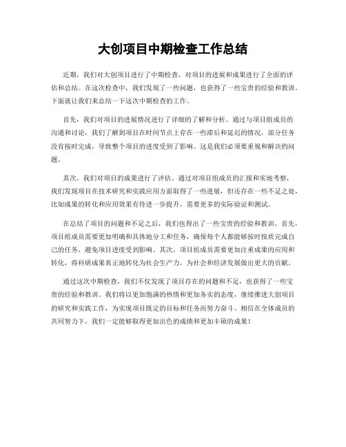 大创项目中期检查工作总结