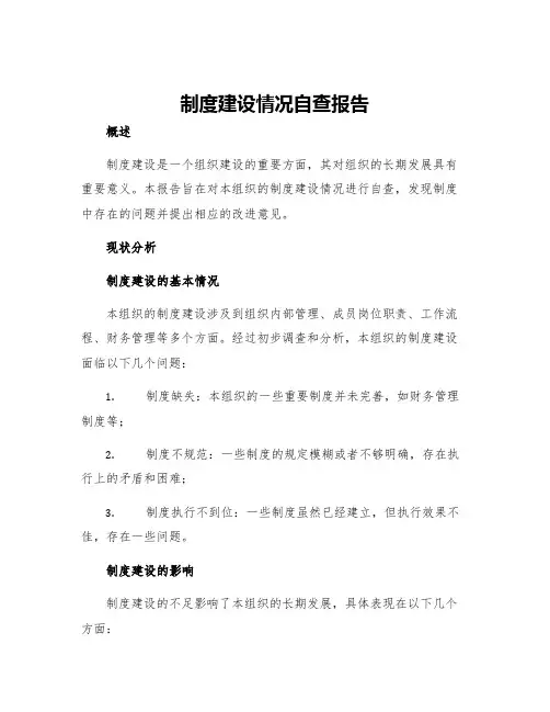 制度建设情况自查报告