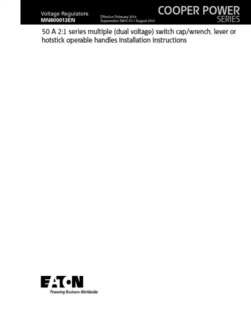 Eaton Corporation 电源系列调压器操作手册说明书