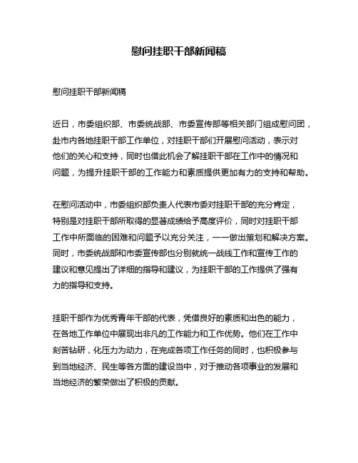 慰问挂职干部新闻稿