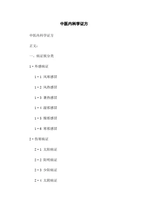 中医内科学证方
