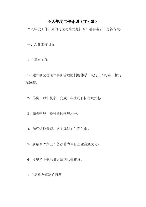 2021年个人年度工作计划(共4篇)