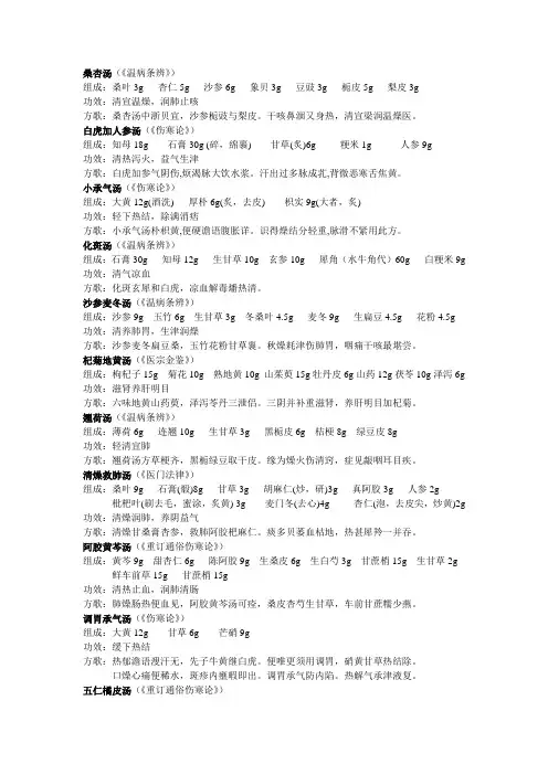 中医燥证实用方剂题库