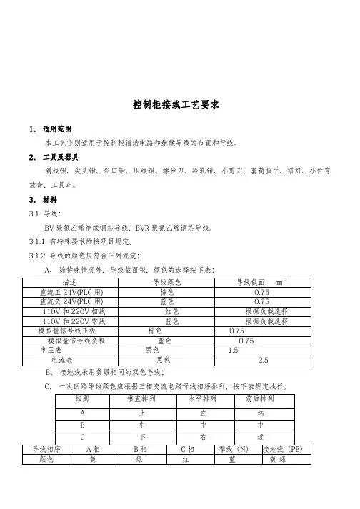 控制柜接线工艺要求