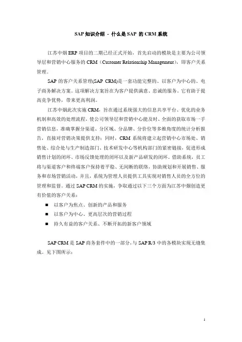 SAP知识介绍 - 什么是SAP 的CRM系统.