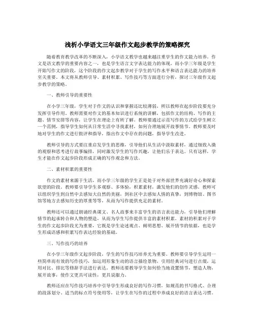 浅析小学语文三年级作文起步教学的策略探究