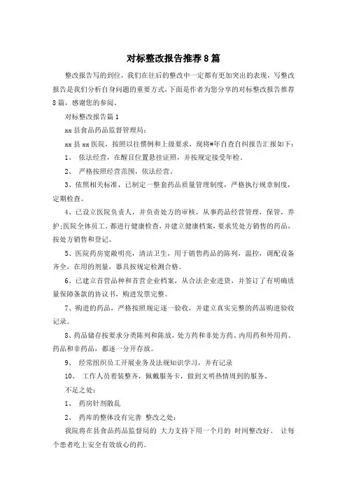对标整改报告推荐8篇