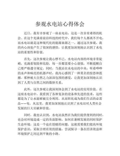 参观水电站心得体会