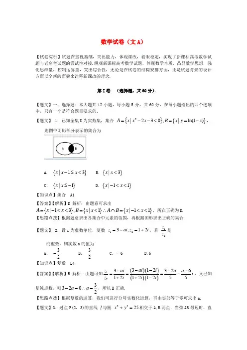 河南省洛阳市2015届高三数学第一次统一考试试题 文(含解析)