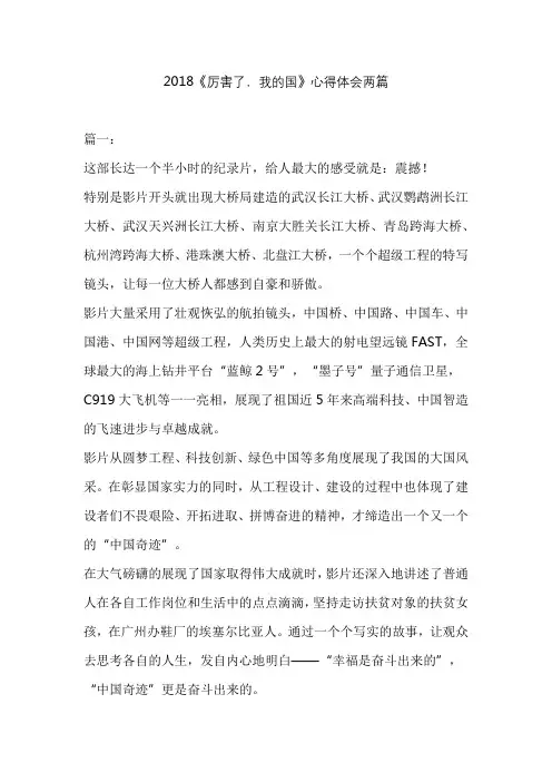 2018《厉害了,我的国》心得体会两篇