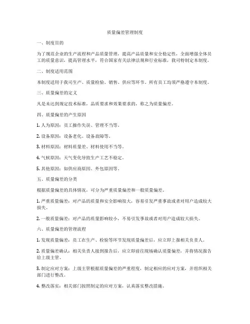 质量偏差管理制度