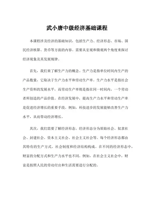 武小唐中级经济基础课程