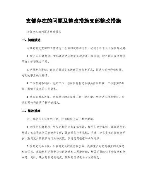 支部存在的问题及整改措施支部整改措施