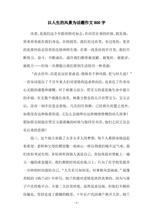 以人生的风景为话题作文800字