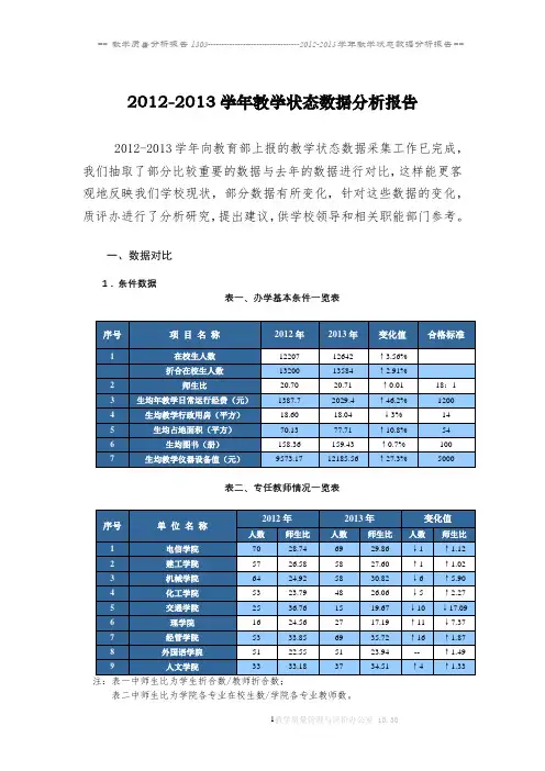 2012-2013学年教学状态数据分析报告【模板】