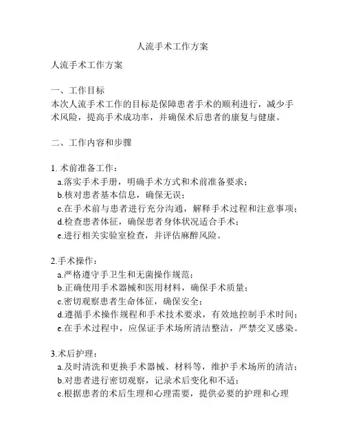 人流手术工作方案