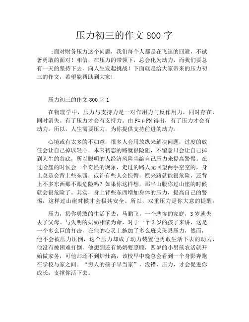 压力初三的作文800字