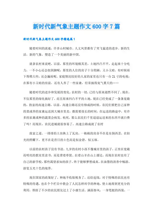 新时代新气象主题作文600字7篇