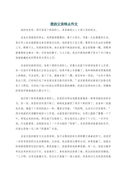 我的父亲特点作文