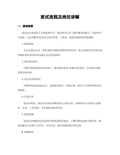 面试流程及岗位讲解