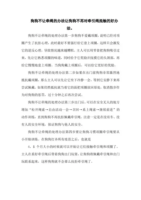狗狗不让牵绳的办法让狗狗不再对牵引绳抵触的好办法