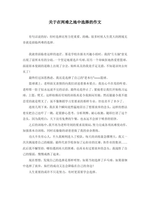 关于在两难之地中选择的作文