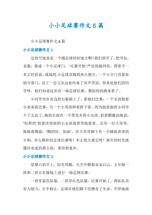 小小足球赛作文6篇