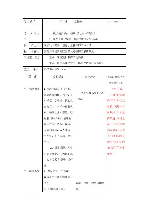 【小学教学】3竖折撇