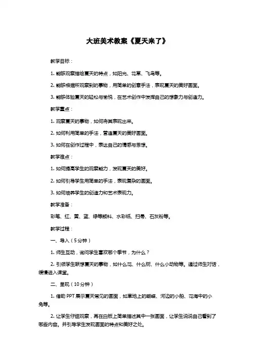 大班美术教案《夏天来了》