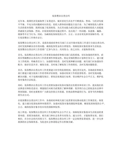 低保整治自查自纠