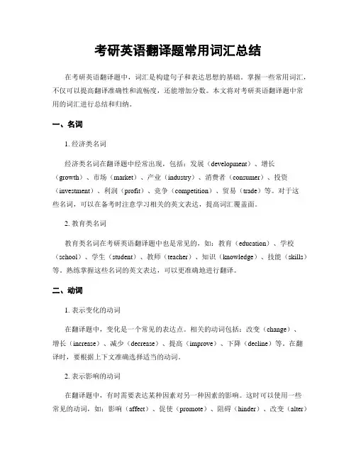 考研英语翻译题常用词汇总结