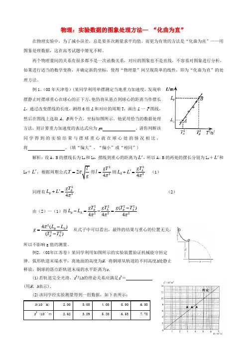 高三物理：实验数据的图象处理方法— “化曲为直”