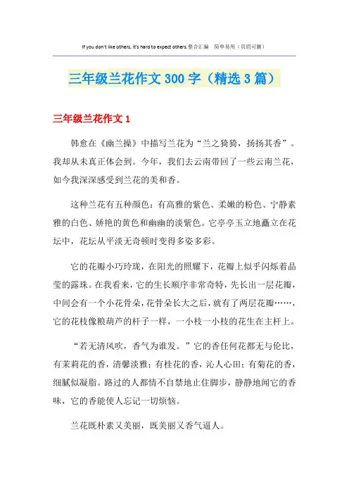 三年级兰花作文300字(精选3篇)