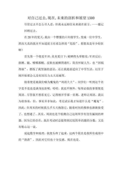 对自己过去,现在,未来的剖析和展望1500