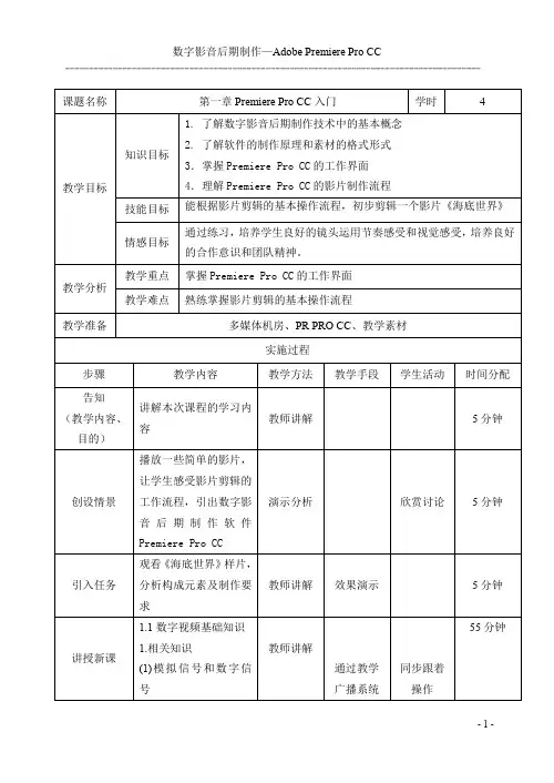 视频编辑Premiere pro 第一章