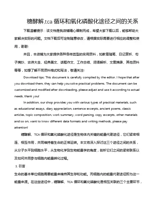 糖酵解,tca循环和氧化磷酸化途径之间的关系
