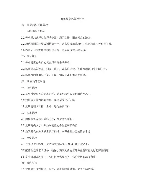 育雏期养鸡管理制度