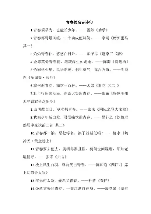 青春的名言诗句