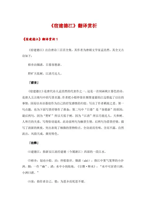 《宿建德江》翻译赏析
