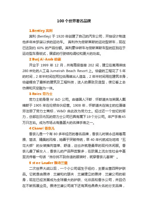 100个世界著名品牌