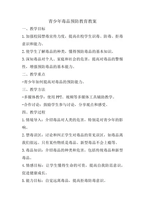 青少年毒品预防教育教案